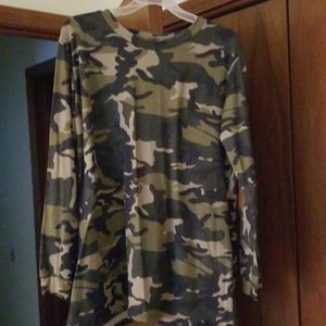 Long sleeve camo shirt with suede elbow patches